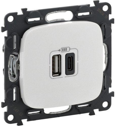 Розетка USB тип A+С без рамки Legrand Valena Allure 2-м. 3000мА жемчуг картинка